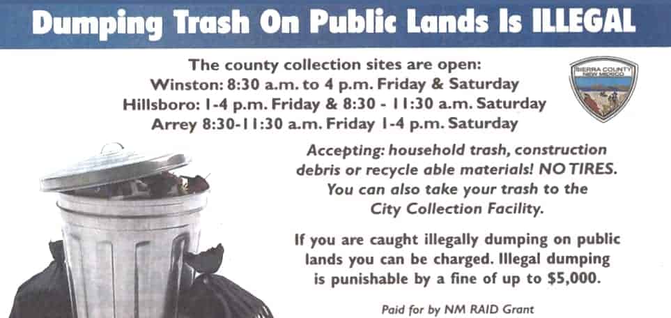 dumping is illegal and subject to fines